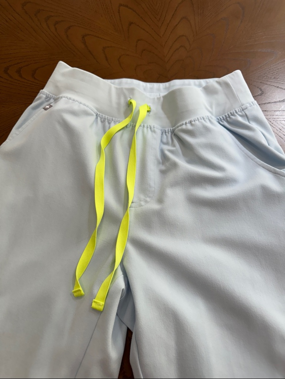Figs Light Blue Joggers with Neon Yellow Drawstring - Picture 2 of 4